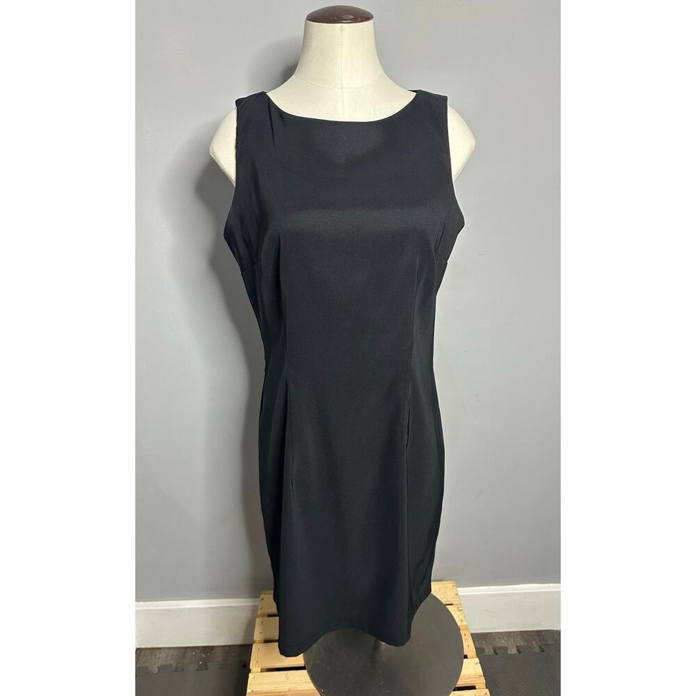 AB Studio Black Classic Sleeveless Mini Sheath Dress Timeless Minimalist Size 10